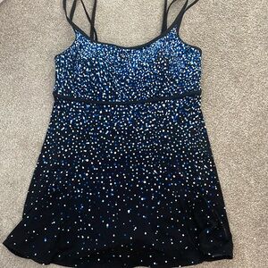 St John’s Bay One Piece Skirted Bathing Suit with Cup Support. Blue & White 12